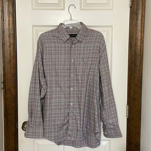 Kenneth Roberts Platinum Maroon Gray Button Shirt Sz. Large